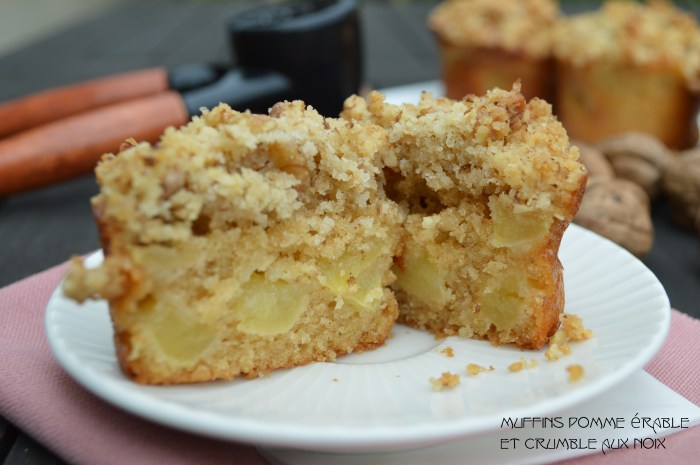 Muffins pomme érable et crumble aux noix