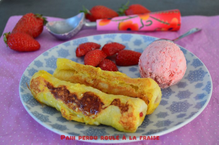 Pain perdu roule à la fraise