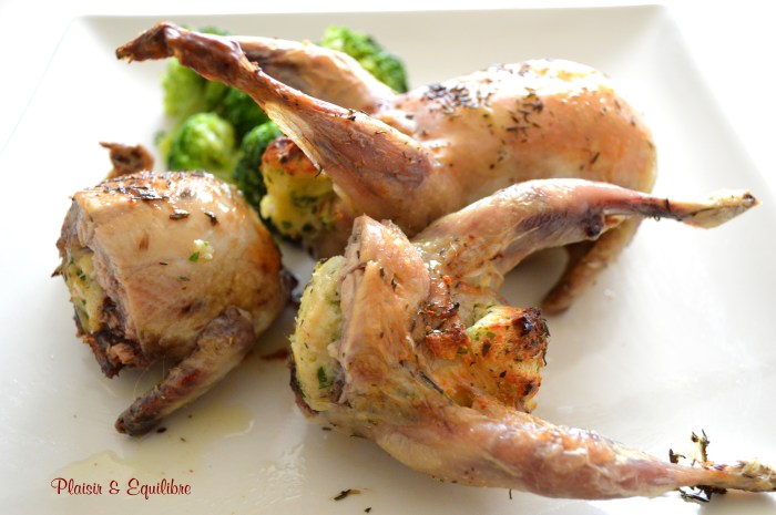 Cailles au four à la farce du pauvre