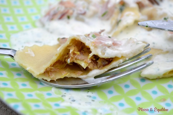 Ravioli au poireau et jambon Speck
