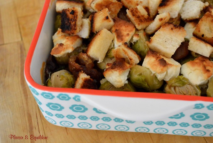 Gratin de choux de Bruxelles et châtaignes