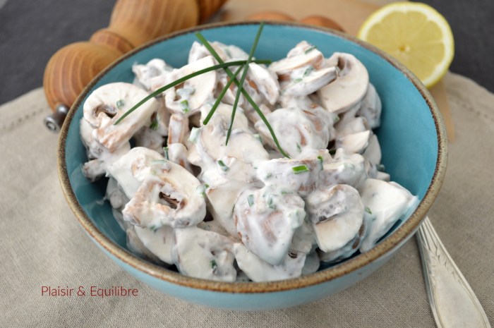 Salade de champignons, sauce au yaourt grec | Plaisir et Equilibre