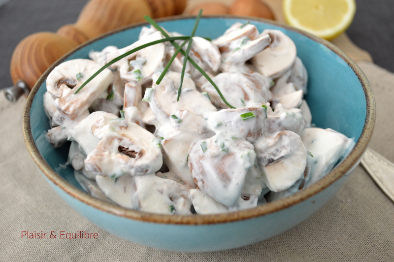 Salade de champignons, sauce au yaourt grec | Plaisir et Equilibre